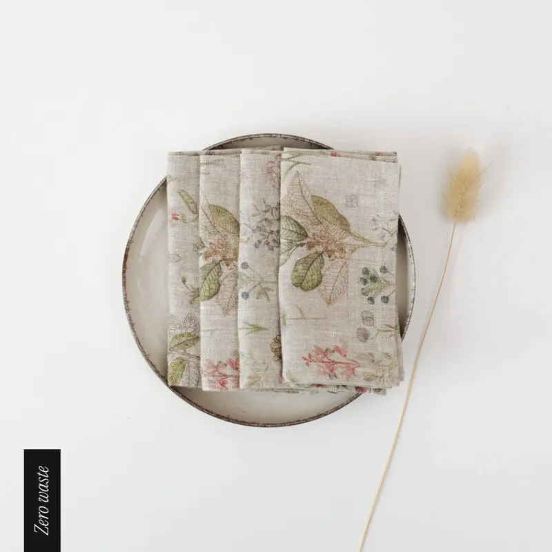 Zero Waste Leinen - Servietten im 4er - Set, Botany - Linen Tales