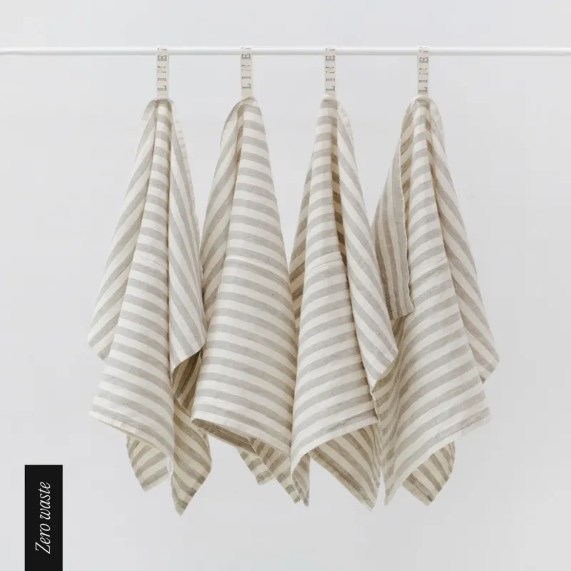 Zero Waste Leinen - Geschirrtücher im 4er - Set, Natural White Stripes - Linen Tales