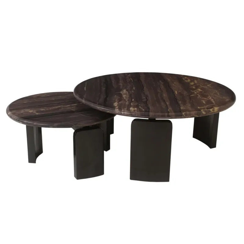 Richmond Interiors 2er Set Marmor-Couchtisch Menton | Burgunder