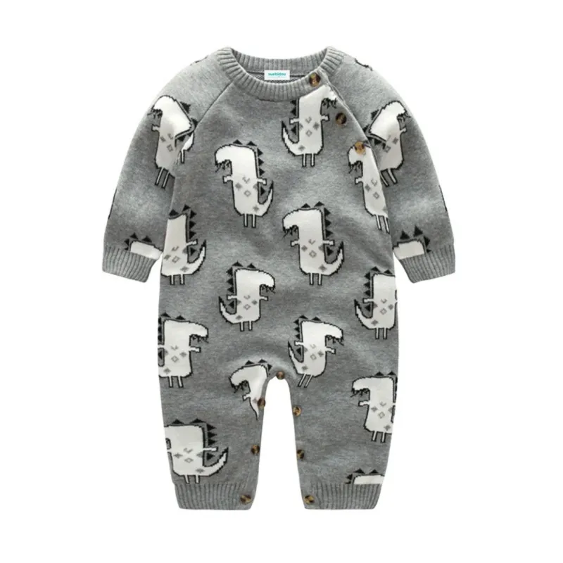 Baby Strick-Overall Langarm 'Funny Dinos'
