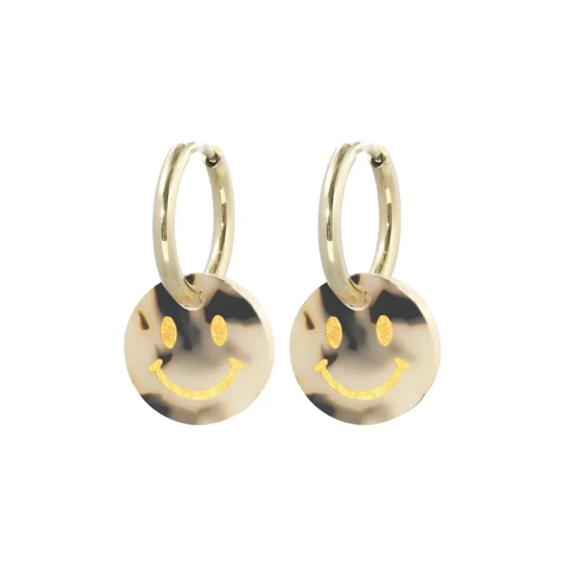 Creolen mit Smiley-Anhänger gold