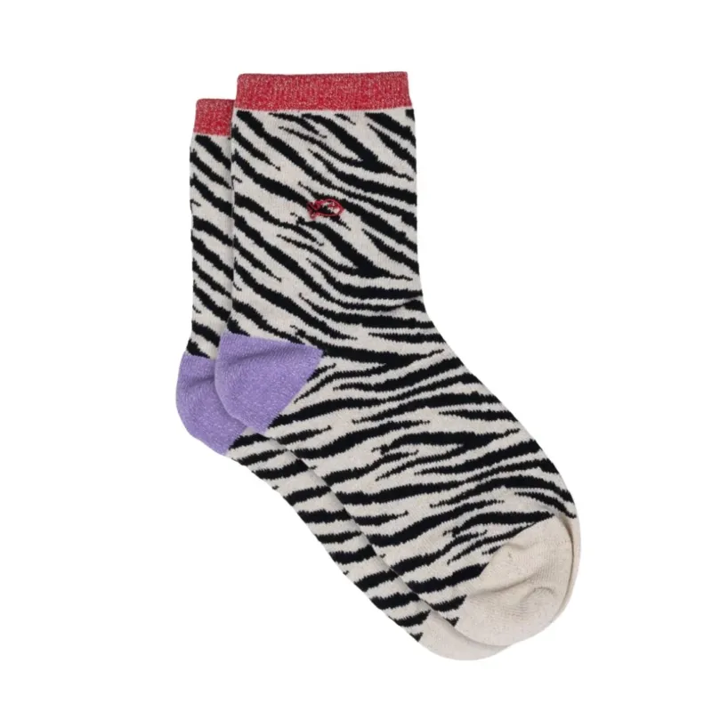Damen Socken 'Zebra' schwarz/beige