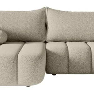 Ecksofa mit Schlaffunktion Dandelino, L-förmig, linksseitig, mit Stauraum, hellbeige Bouclé