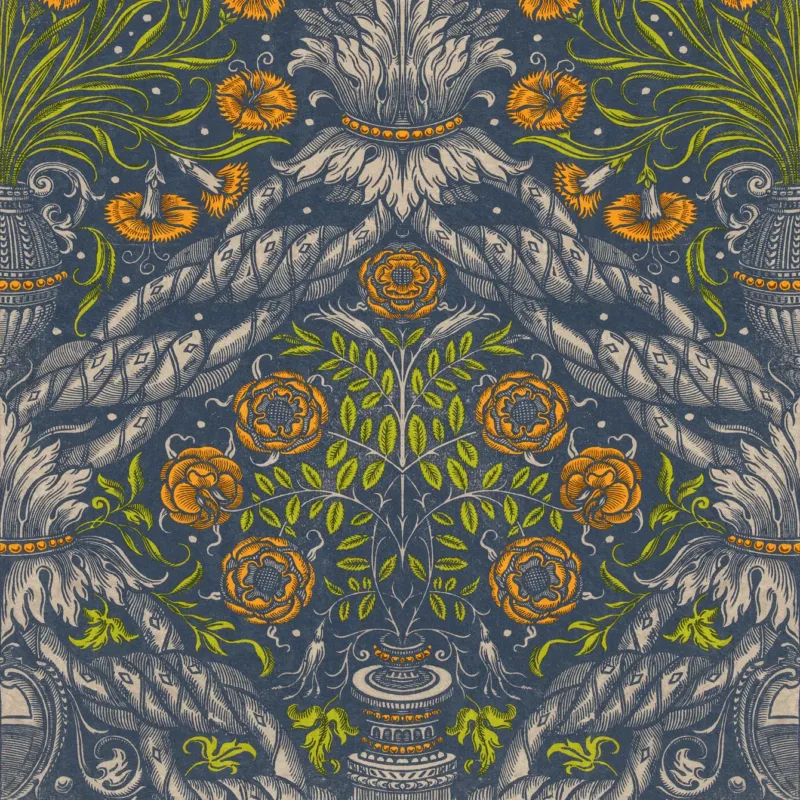 Floral Ornament Wallpaper Sample Swatch