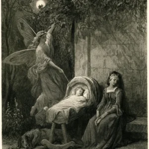 Gustave Doré — A little fairy comes at night, and from the moon she flutters down | Engraving Print - 9ArtPrints
