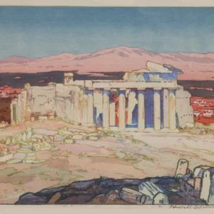 Hiroshi Yoshida Print: Ancient Athens Ruins, Japanese Woodblock Art - 9ArtPrints