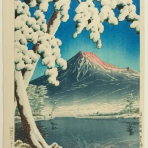Kawase Hasui — Clearing After a Snowfall, Mount Fuji from Tagonoura Beach | Japanese Woodblock Print (Shin Hanga) - 9ArtPrints