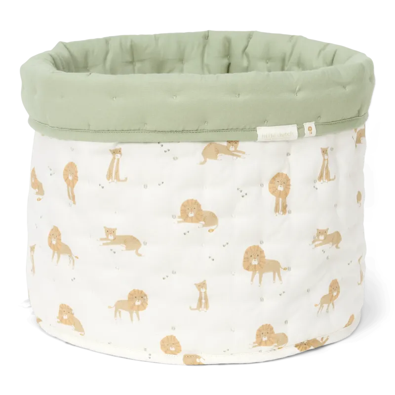 Little Dutch Aufbewahrungskorb Medium Grün Safari Leo, Frontalansicht Filzkorb