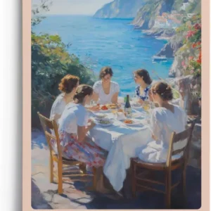 Paul Sinus Leinwandbild 80x120cm Cinque Terre – Italien, Sommer, Mittelmeer, Landschaft, Küste, Urlaub, Genuss, Wein, Meerblick, Essen, Gemeinschaft
