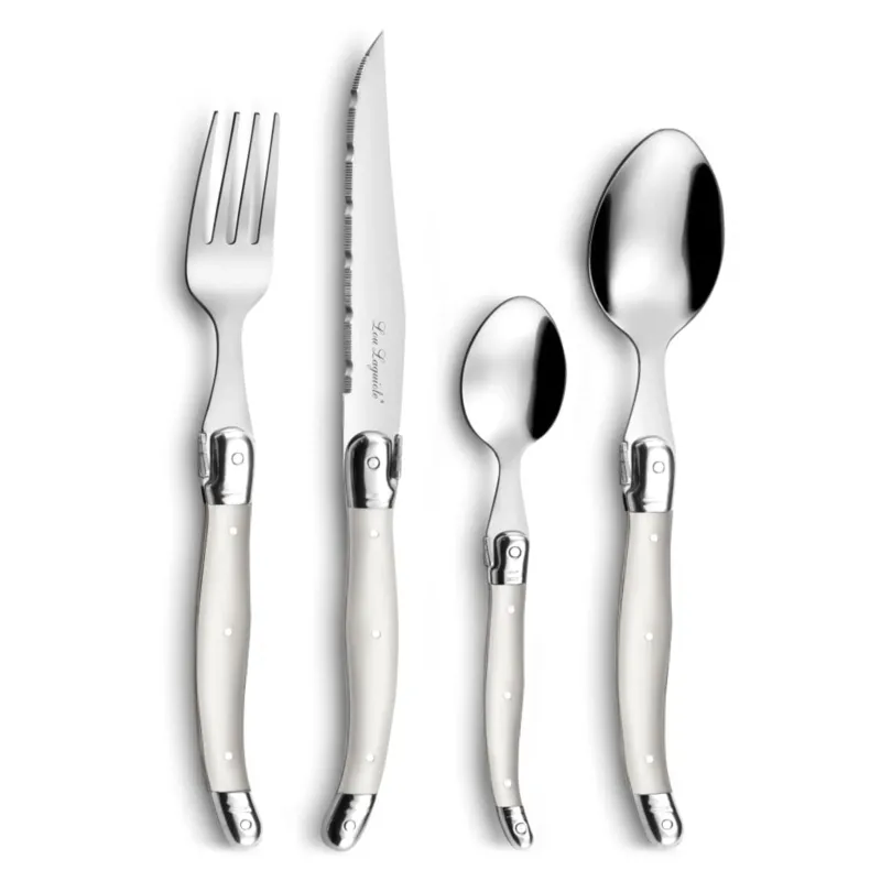 Lou Laguiole - 24-pc cutlery set in open window box - pearl Bestekset Lou Laguiole