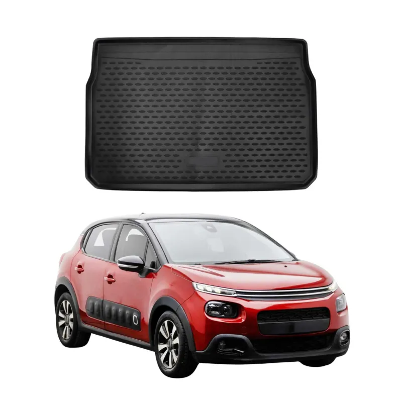 Kofferraummatte Kofferraumwanne für Citroen C3 2016-2024 Gummi TPE Schwarz