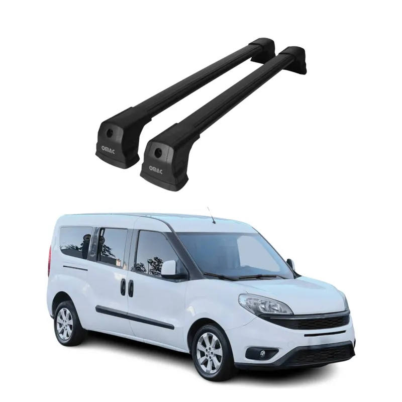 Dachträger Gepäckträger für Fiat Doblo 2010-2024 Grundträger Alu Schwarz 2x
