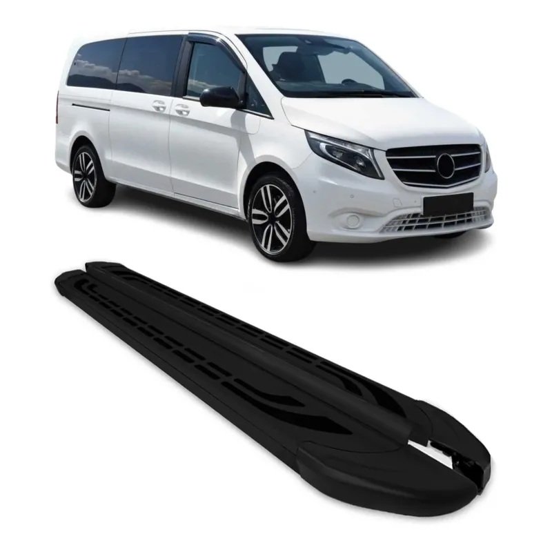 Trittbretter Seitenschweller für Mercedes Klasse V W447 2014-2019 L3 Schwarz Alu