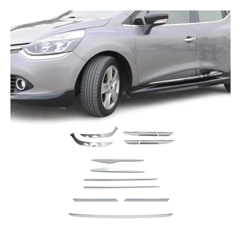 Seiten Grill Leuchte Blenden Heck Front für Renault Clio 2012-2019 Chrom Satz