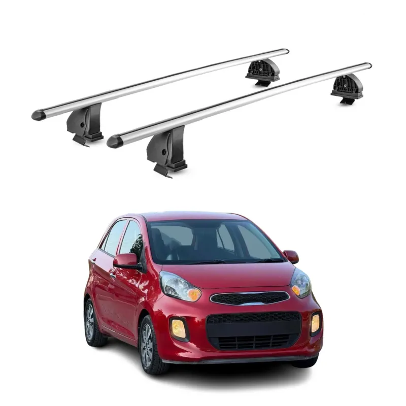 Alu Dachträger für Kia Picanto II 2011-2017 TÜV T-Nut Abschließbar 2tlg Silber