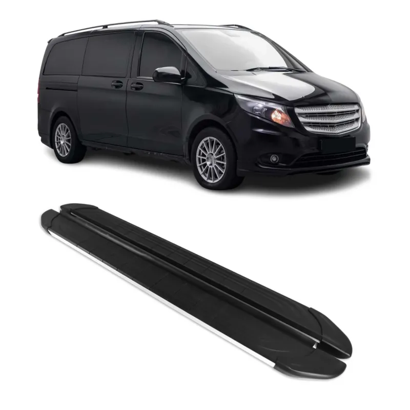 Trittbretter Seitenschweller für Mercedes Vito W447 2014-2026 L1 L2 Schwarz Alu