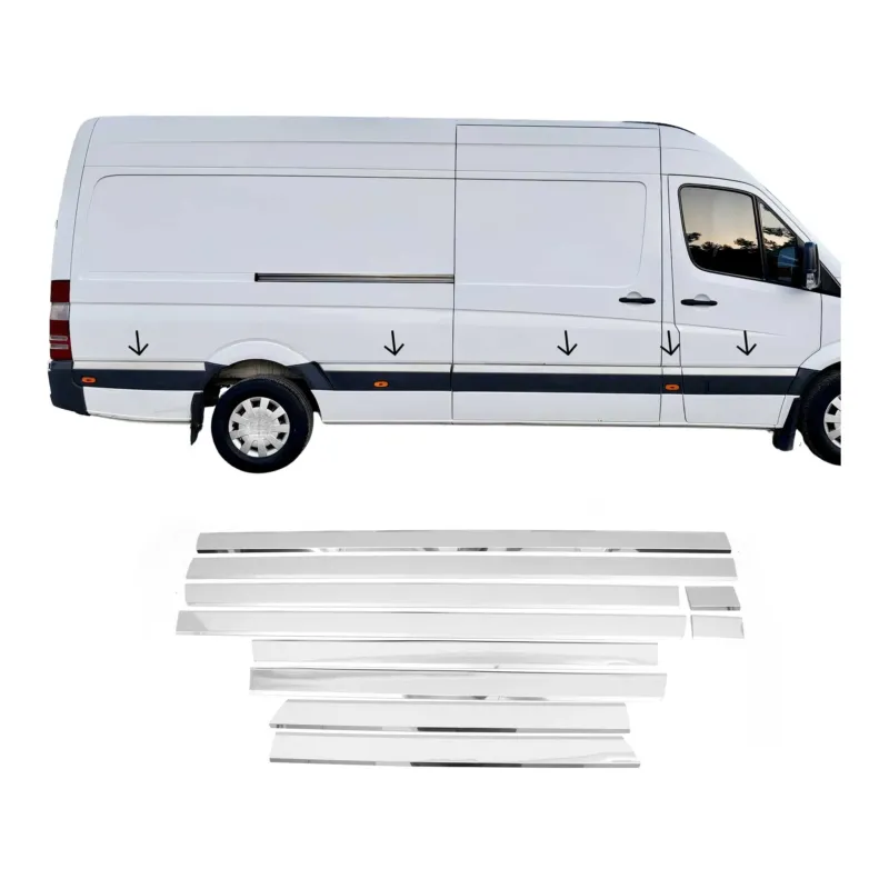 Seitentürleiste Türschutz für Mercedes Sprinter W906 2006-2018 L4 Langer Chrom