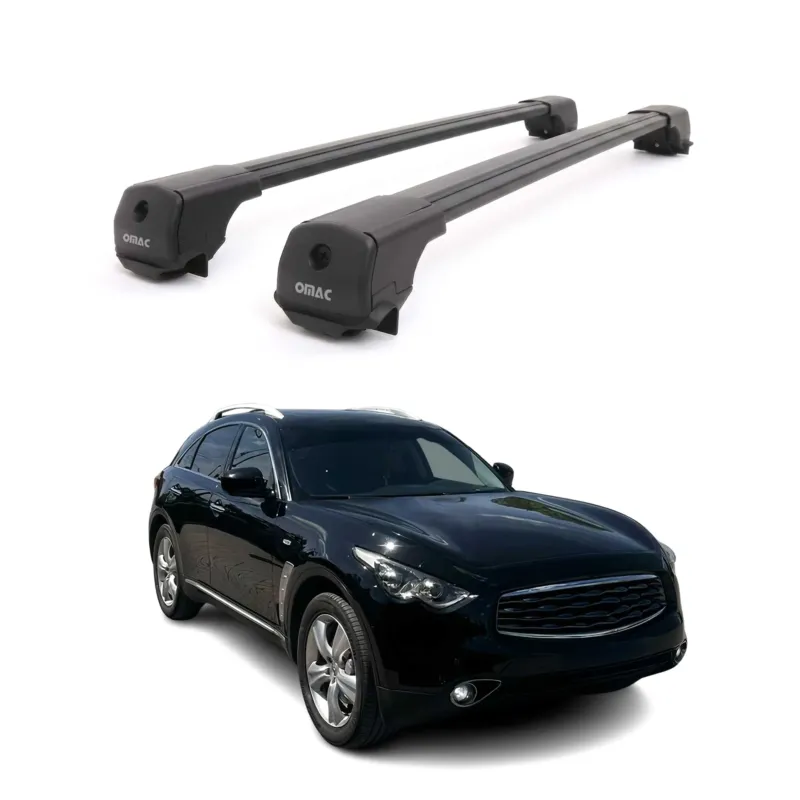 Dachträger Grundträger für Infiniti FX35 2003-2008 Aluminium 75kg Schwarz 2tlg