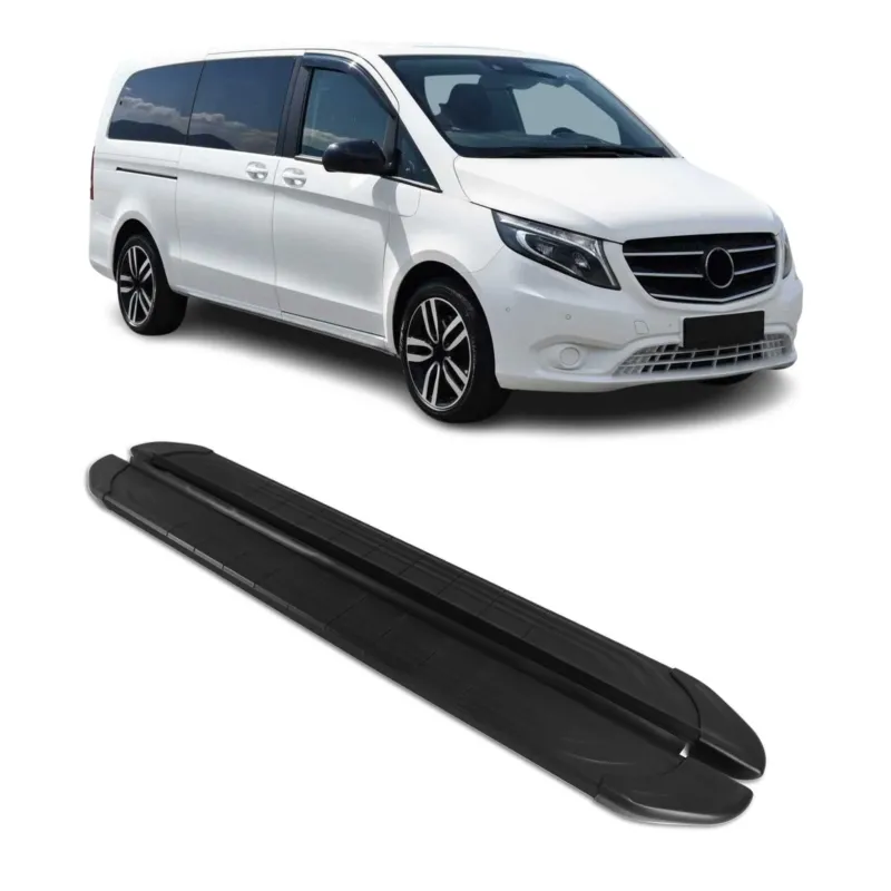 Trittbretter Seitenschweller für Mercedes Klasse 2014-2026 Langer L3 Alu Schwarz