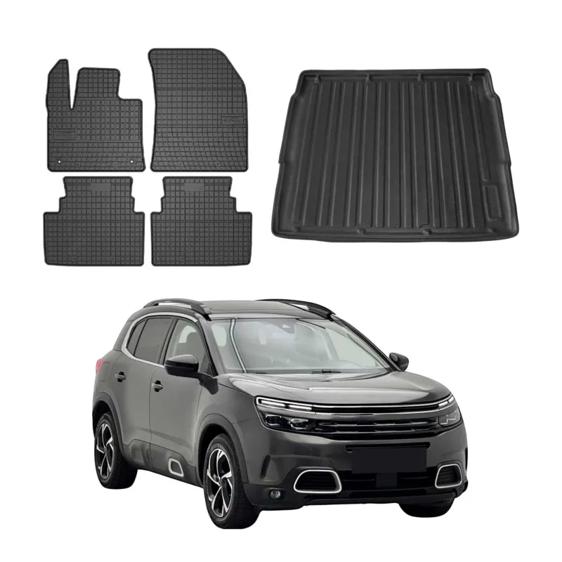 Fußmatten & Kofferraumwanne Set für Citroen C5 Aircross 2018-2025 Obere Gummi 5x