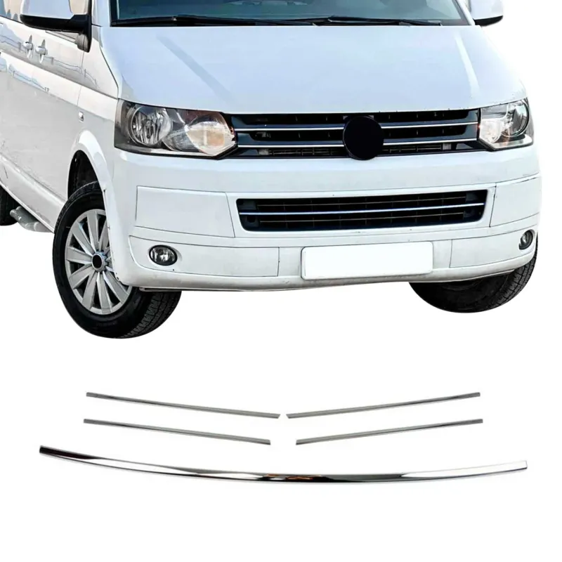 Kühlergrill Leiste Grillleisten für VW Transporter T5 2010-15 Edelstahl Chrom 5x