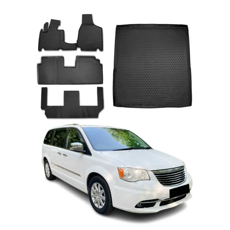 Fußmatten & Kofferraumwanne Set für Dodge Grand Caravan / Voyager 2008-2020 TPE