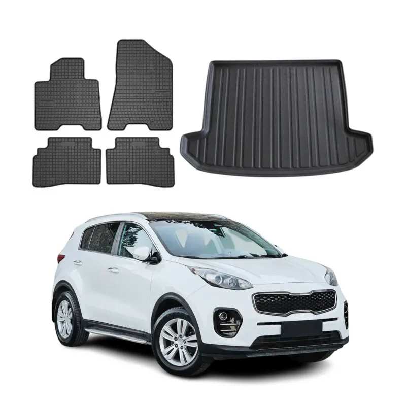 Fußmatten & Kofferraumwanne Set für Kia Sportage 2017-2022 Gummi TPE Schwarz 5x