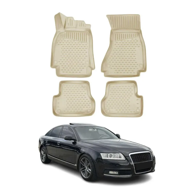OMAC Gummimatten Fußmatten für Audi A6 Limo Allroad Avant 2008-2011 TPE Beige 4x
