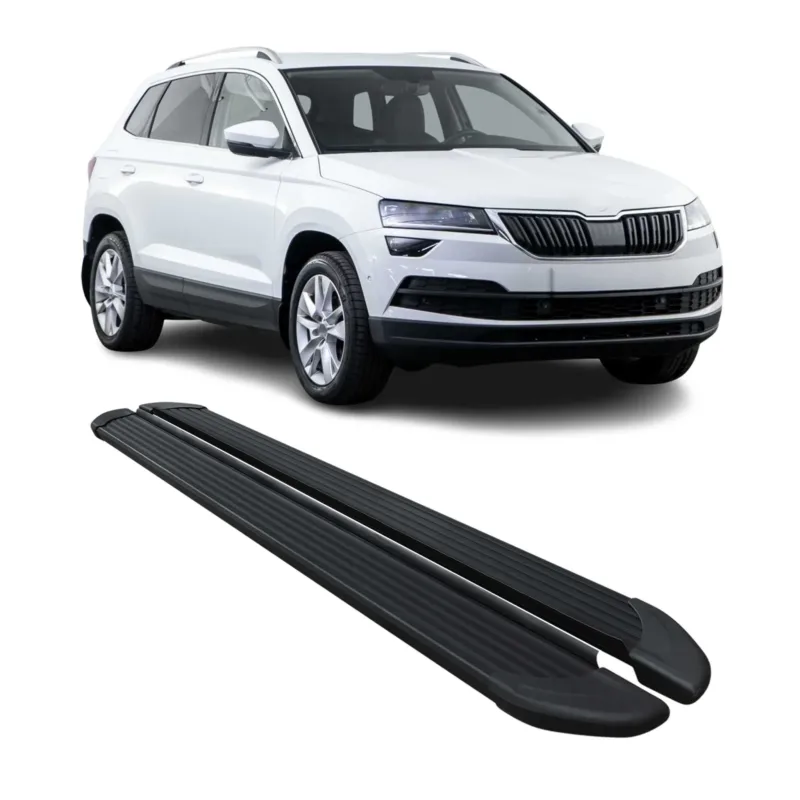 Trittbretter Seitenschweller für Skoda Karoq 2017-2026 Aluminium Schwarz 2 tlg
