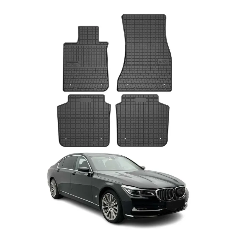 OMAC Gummi Fußmatten für BMW 7er Lang G12 2015-2022 Automatten Gummi Schwarz 4x