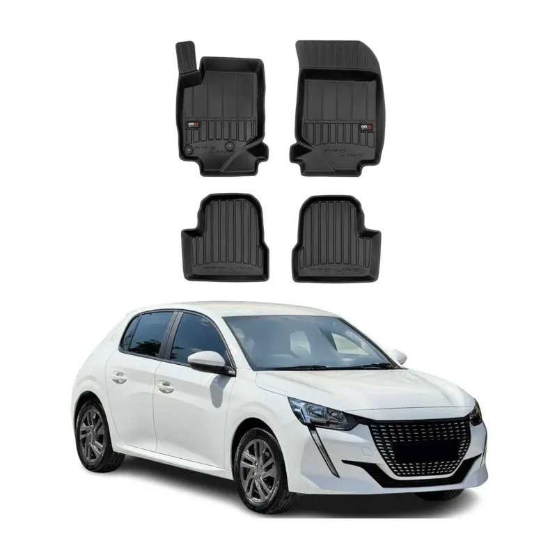 OMAC Gummi Fußmatten für Peugeot 208 2019-2026 Premium TPE Automatten Schwarz 4x