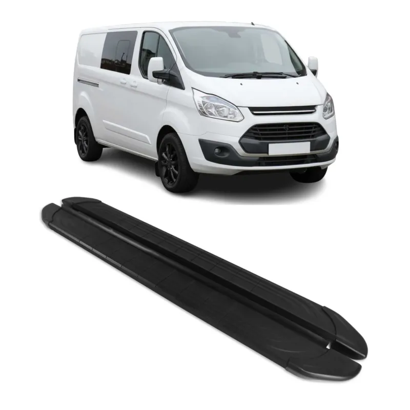 Trittbretter Seitenschweller für Ford Transit Custom I 2012-2023 L2 Alu Schwarz