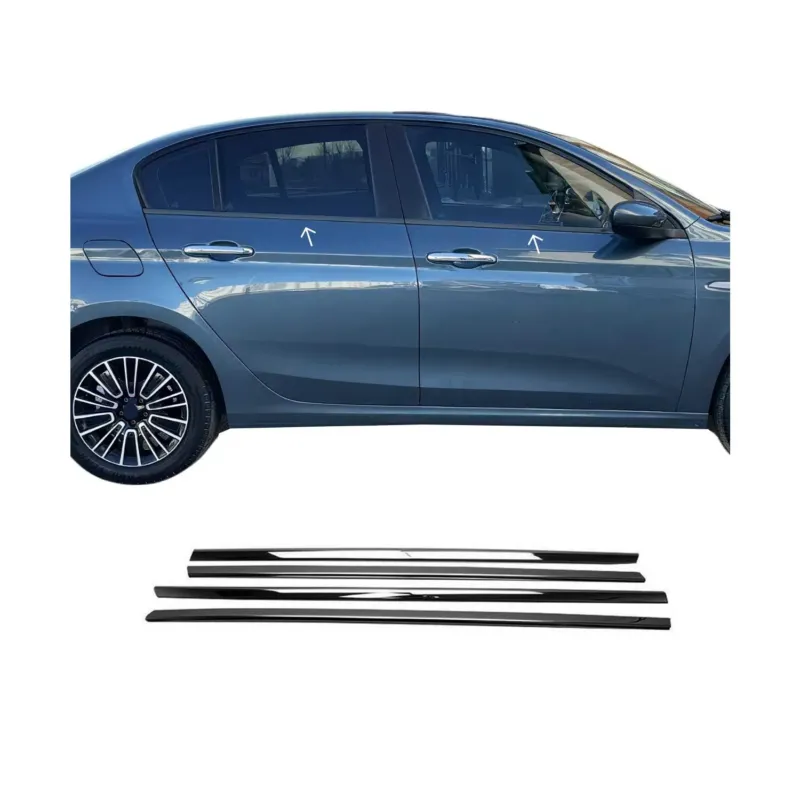 Fensterleisten Zierleisten für Fiat Tipo 2015-2026 Edelstahl Dunkel 4tlg
