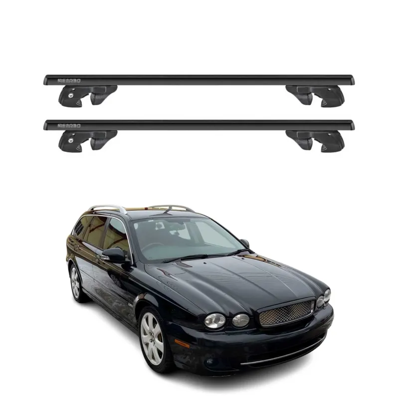 Dachträger Grundtäger für Jaguar X-Type Kombi 2002-2009 Alu 90kg TÜV Schwarz 2x