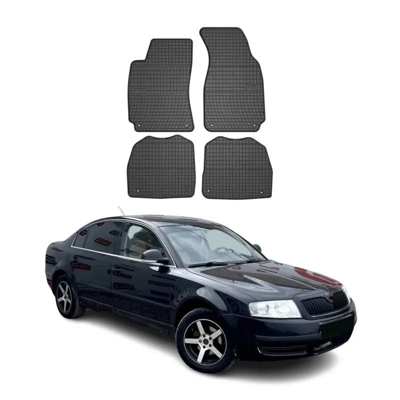 OMAC Gummi Fußmatten für Skoda Superb 2001-2008 Automatten Gummi Schwarz 4tlg