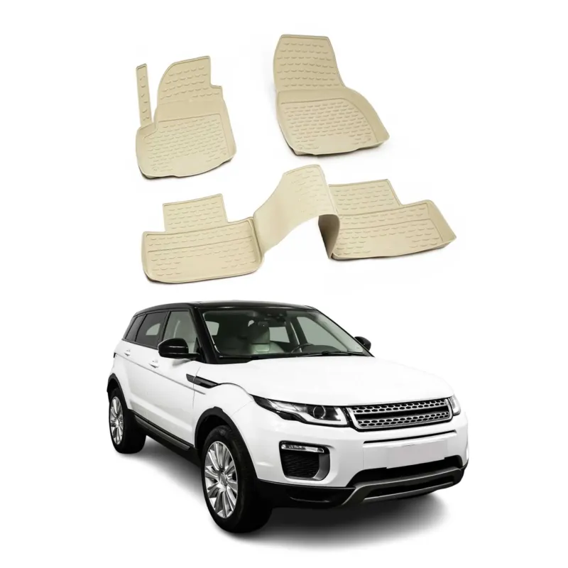 OMAC Gummimatten Fußmatten für Range Rover Evoque 2011-2024 TPE Matten Beige 4x