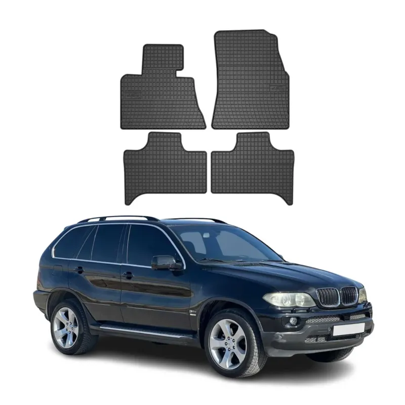 OMAC Gummi Fußmatten für BMW X5 E53 1999-2006 Automatten Gummi Schwarz 4tlg
