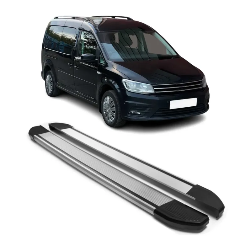 Alu Seitenschweller Trittbretter für VW Caddy Maxi 2004-2015 Silber 2tlg
