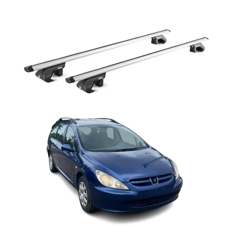 Dachträger Grundtäger für Peugeot 307 Kombi 2002-2008 90kg Alu Silber 2 tlg ABE