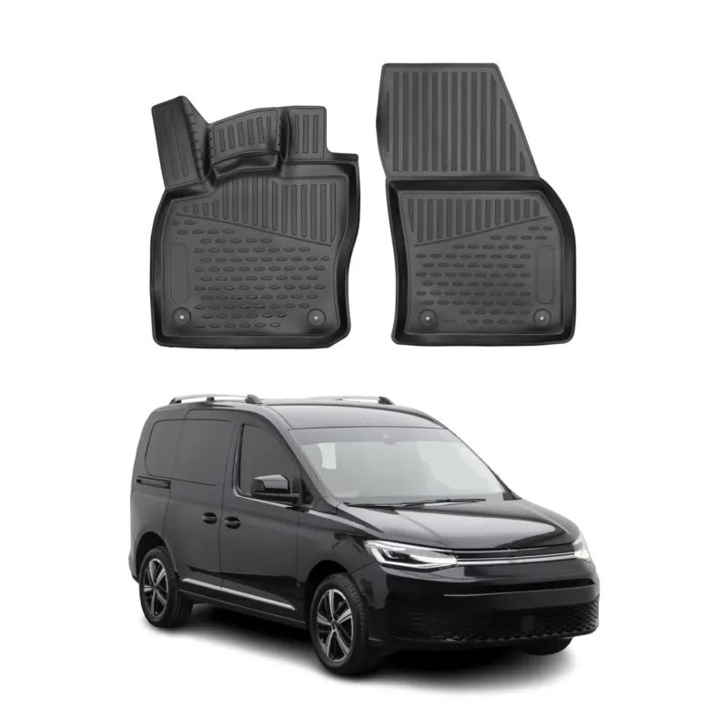 OMAC Gummimatten Fußmatten für VW Caddy V 2020-2026 TPE Automatten Schwarz 2x