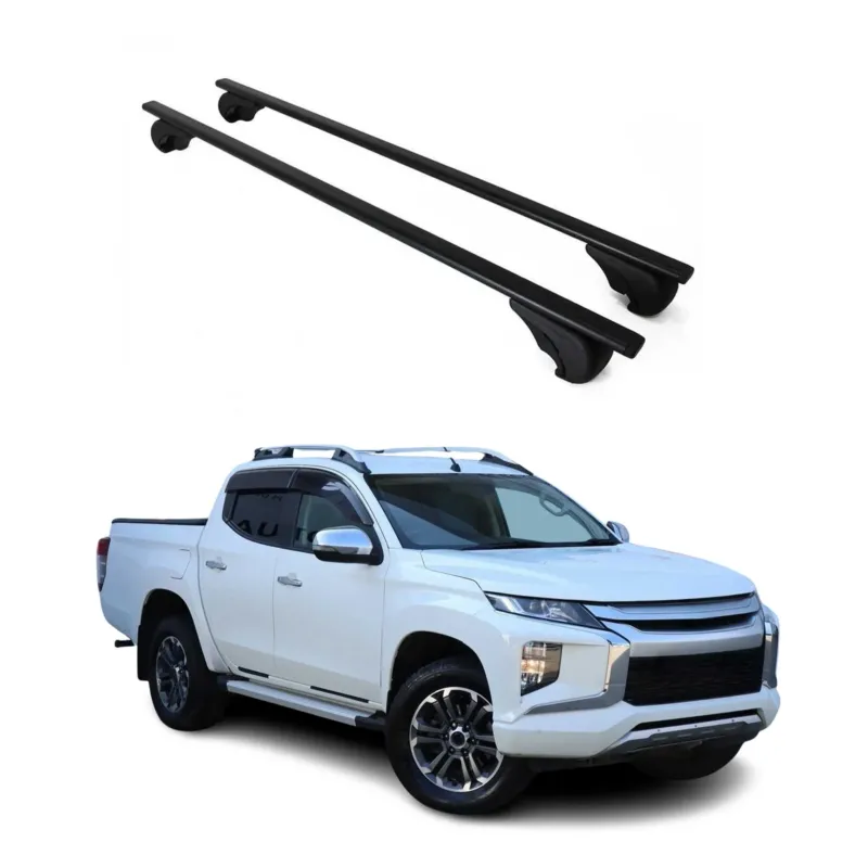 Dachträger Grundträger für Mitsubishi L200 2015-2023 75kg Stahl Schwarz 2 tlg