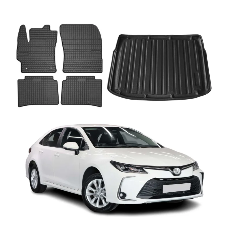 Fußmatten & Kofferraumwanne Set für Toyota Corolla Schrägheck 2019-2026 Gummi 5x