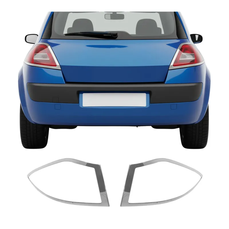 Rücklicht Leisten Heckleuchte für Renault Megane 2 Schrägheck Chrom ABS 2tlg