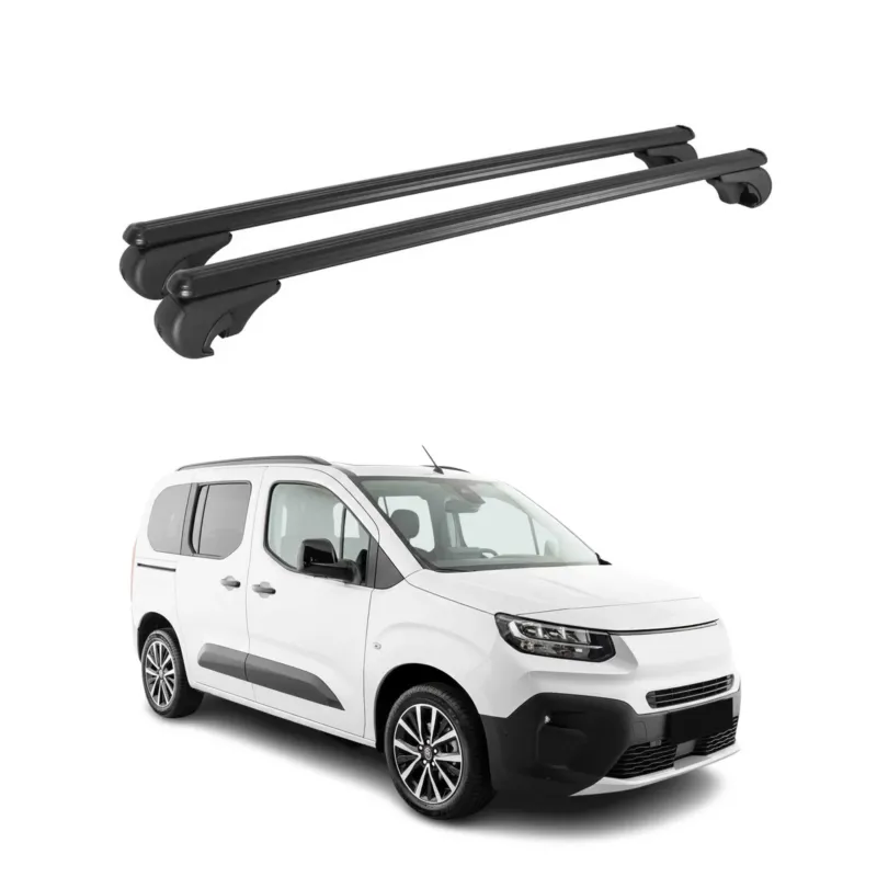 Dachträger Grundträger für Fiat Doblo III 2022-2026 TÜV Aluminium Schwarz 2tlg