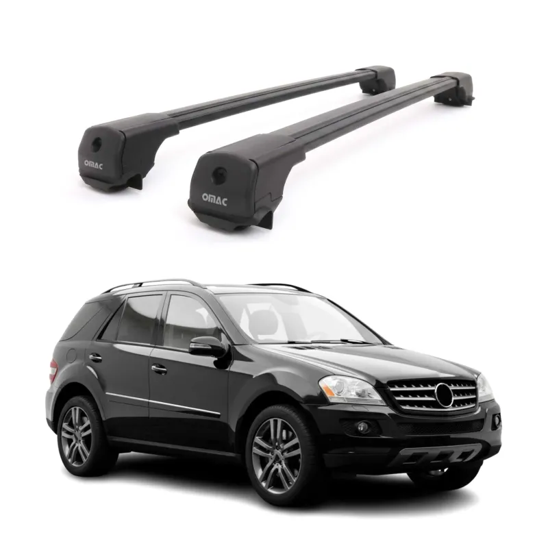 Dachträger Grundträger für Mercedes M Klasse W164 2006-2011 Aluminium Schwarz 2x