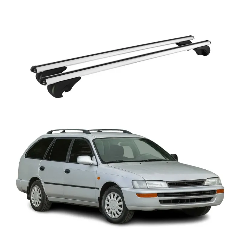 Dachträger Grundträger für Toyota Corolla mk7 Kombi 1992-97 TÜV Alu Silber 2x