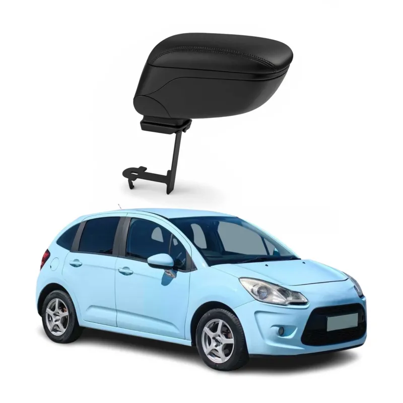 Mittelarmlehne Armlehne Mittelkonsole für Citroen C3 2009-2016 PU-Leder Schwarz
