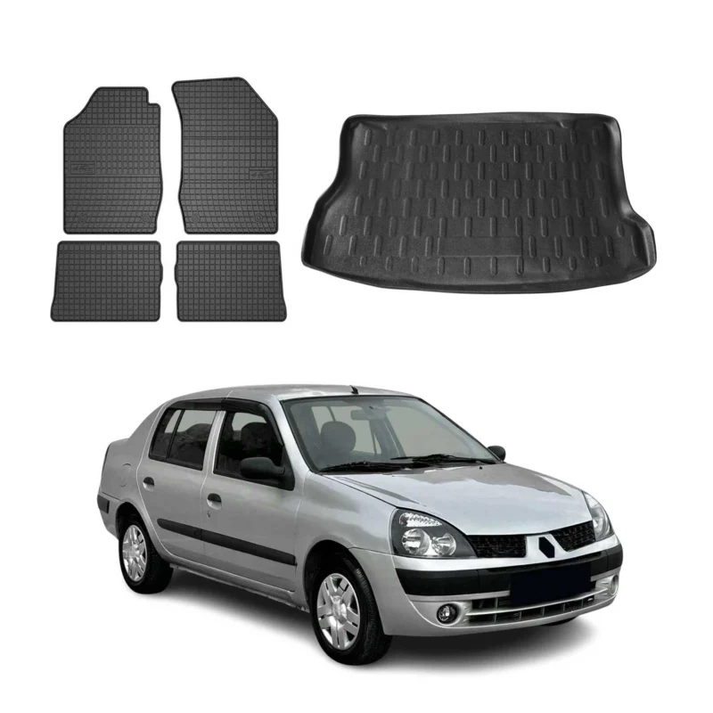 Fußmatten & Kofferraumwanne Set für Renault Clio Schrägheck 1999-2006 Gummi 5x