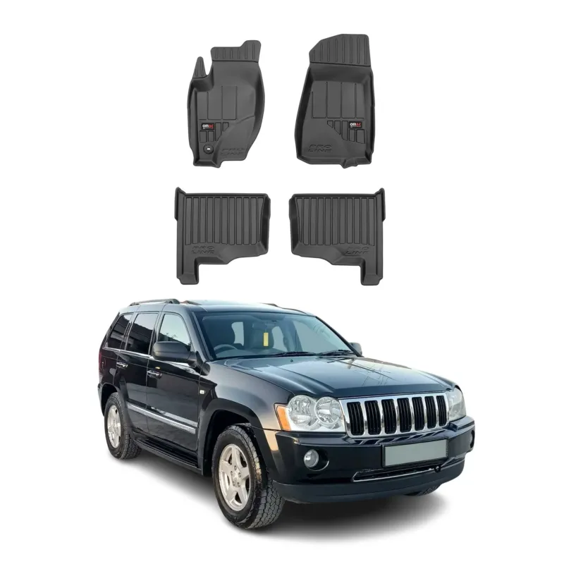 OMAC Gummi Fußmatten für Jeep Grand Cherokee 2005-2010 Premium Gummi Schwarz 4x