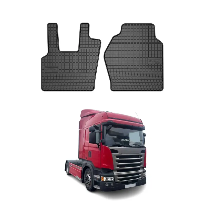 OMAC Gummi Fußmatten für Scania R 2015-2020 Automatten Gummi Schwarz 2tlg